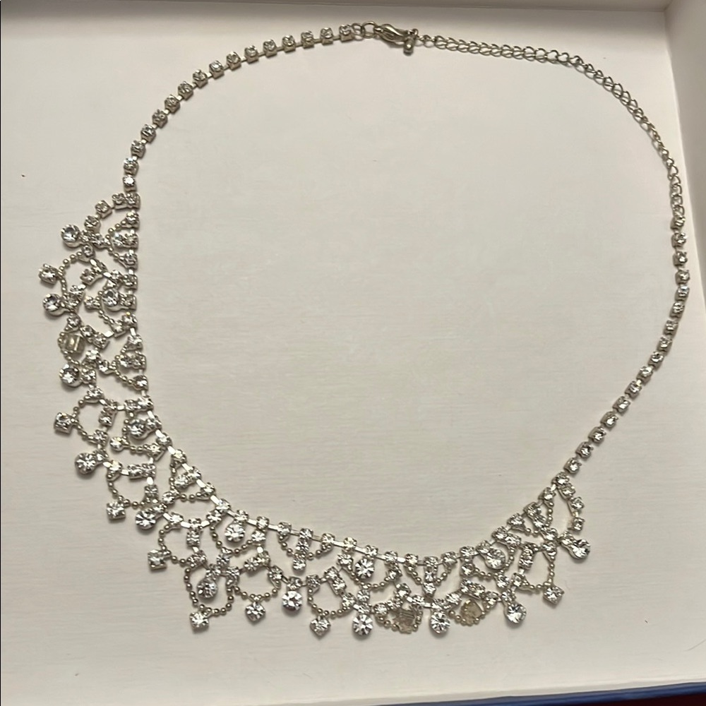 Eighteen inch silver and crystal necklace